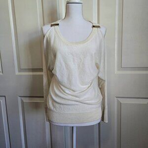 NY&C WOMEN'S CREAM METALIC SWEATER SIZE S NWT